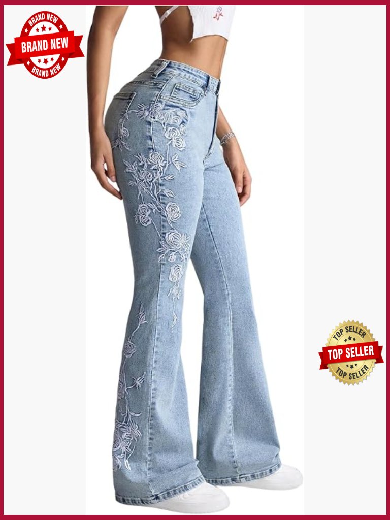 Y2k Floral Embroidery Flared Low Waisted Bootcut Denim Jeans